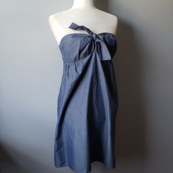 J.Crew Cara chambray strapless dress size M - Picture 3 of 8